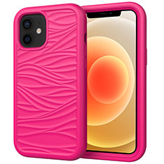 Coque Contour Silicone et Plastique Housse Etui Protection Integrale 360 Degres R01 pour Apple iPhone 12 Mini Rose Rouge