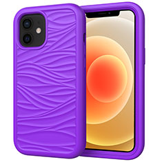 Coque Contour Silicone et Plastique Housse Etui Protection Integrale 360 Degres R01 pour Apple iPhone 12 Mini Violet