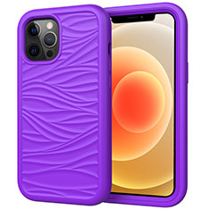 Coque Contour Silicone et Plastique Housse Etui Protection Integrale 360 Degres R01 pour Apple iPhone 12 Pro Max Violet