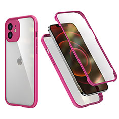 Coque Contour Silicone et Plastique Housse Etui Protection Integrale 360 Degres R05 pour Apple iPhone 12 Mini Rose Rouge