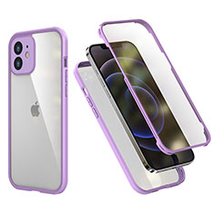 Coque Contour Silicone et Plastique Housse Etui Protection Integrale 360 Degres R05 pour Apple iPhone 12 Mini Violet Clair