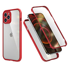 Coque Contour Silicone et Plastique Housse Etui Protection Integrale 360 Degres R05 pour Apple iPhone 12 Pro Max Rouge