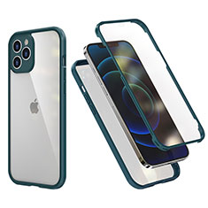Coque Contour Silicone et Plastique Housse Etui Protection Integrale 360 Degres R05 pour Apple iPhone 12 Pro Max Vert Nuit