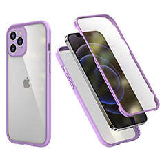Coque Contour Silicone et Plastique Housse Etui Protection Integrale 360 Degres R05 pour Apple iPhone 12 Pro Violet Clair