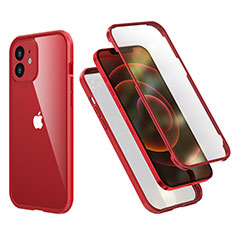 Coque Contour Silicone et Plastique Housse Etui Protection Integrale 360 Degres R05 pour Apple iPhone 12 Rouge