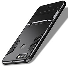 Coque Contour Silicone et Plastique Mat avec Support pour Huawei Enjoy 7S Noir