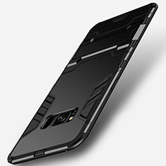 Coque Contour Silicone et Plastique Mat avec Support pour Samsung Galaxy S8 Noir