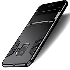 Coque Contour Silicone et Plastique Mat avec Support pour Samsung Galaxy S9 Noir
