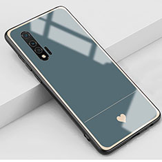 Coque Contour Silicone et Vitre Amour Coeur Miroir Etui Housse pour Huawei Nova 6 Gris