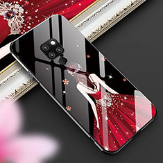 Coque Contour Silicone et Vitre Dos de Fille Miroir Etui Housse K01 pour Huawei Mate 20 Rouge et Noir