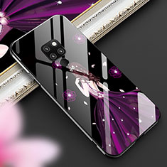 Coque Contour Silicone et Vitre Dos de Fille Miroir Etui Housse K01 pour Huawei Mate 20 Violet et Noir
