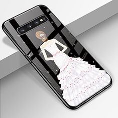 Coque Contour Silicone et Vitre Dos de Fille Miroir Etui Housse K01 pour Samsung Galaxy S10 5G Blanc