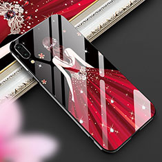 Coque Contour Silicone et Vitre Dos de Fille Miroir Etui Housse K02 pour Huawei P20 Rouge