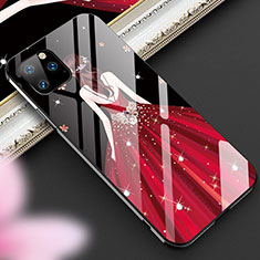 Coque Contour Silicone et Vitre Dos de Fille Miroir Etui Housse M01 pour Apple iPhone 11 Pro Rouge