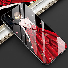 Coque Contour Silicone et Vitre Dos de Fille Miroir Etui Housse pour Huawei P30 Pro New Edition Rouge