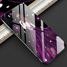 Coque Contour Silicone et Vitre Dos de Fille Miroir Etui Housse pour Huawei P30 Pro New Edition Violet