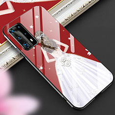 Coque Contour Silicone et Vitre Dos de Fille Miroir Etui Housse pour Huawei P40 Pro+ Plus Blanc