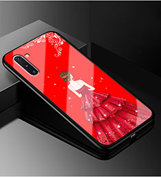 Coque Contour Silicone et Vitre Dos de Fille Miroir Etui Housse pour Samsung Galaxy Note 10 Plus 5G Rouge
