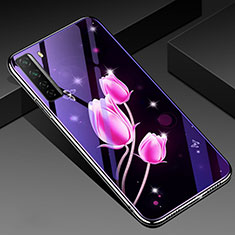 Coque Contour Silicone et Vitre Fleurs Miroir Etui Housse K01 pour Huawei Nova 7 SE 5G Rose