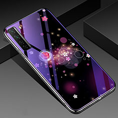 Coque Contour Silicone et Vitre Fleurs Miroir Etui Housse K01 pour Huawei Nova 7 SE 5G Violet