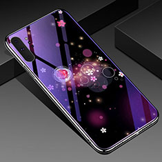 Coque Contour Silicone et Vitre Fleurs Miroir Etui Housse K01 pour Samsung Galaxy Note 10 Plus 5G Violet