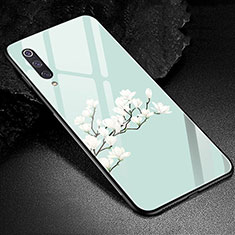 Coque Contour Silicone et Vitre Fleurs Miroir Etui Housse K01 pour Xiaomi Mi A3 Cyan