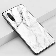 Coque Contour Silicone et Vitre Fleurs Miroir Etui Housse K03 pour Xiaomi Mi A3 Blanc