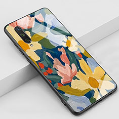 Coque Contour Silicone et Vitre Fleurs Miroir Etui Housse K04 pour Xiaomi Mi A3 Jaune