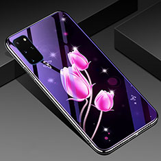 Coque Contour Silicone et Vitre Fleurs Miroir Etui Housse M01 pour Samsung Galaxy S20 Plus Rose