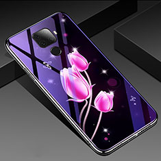 Coque Contour Silicone et Vitre Fleurs Miroir Etui Housse pour Huawei Nova 5i Pro Rose Rouge
