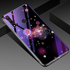 Coque Contour Silicone et Vitre Fleurs Miroir Etui Housse pour Huawei Nova 5i Violet