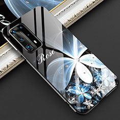 Coque Contour Silicone et Vitre Fleurs Miroir Etui Housse pour Huawei P40 Pro+ Plus Mixte