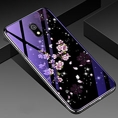 Coque Contour Silicone et Vitre Fleurs Miroir Etui Housse pour Xiaomi Redmi 8A Mixte