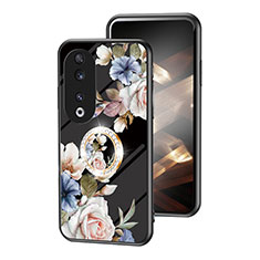 Coque Contour Silicone et Vitre Fleurs Miroir Etui Housse S01 pour Huawei Honor 90 5G Noir