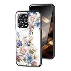 Coque Contour Silicone et Vitre Fleurs Miroir Etui Housse S01 pour Xiaomi Redmi 12 4G Blanc