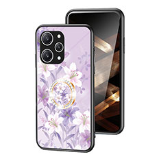Coque Contour Silicone et Vitre Fleurs Miroir Etui Housse S01 pour Xiaomi Redmi 12 4G Violet Clair