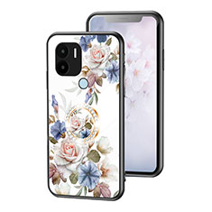 Coque Contour Silicone et Vitre Fleurs Miroir Etui Housse S01 pour Xiaomi Redmi A1 Plus Blanc