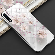 Coque Contour Silicone et Vitre Fleurs Miroir Etui Housse S02 pour Huawei P30 Rose