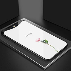 Coque Contour Silicone et Vitre Fleurs Miroir Etui Housse S02 pour Oppo Find X Super Flash Edition Rose