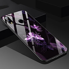 Coque Contour Silicone et Vitre Fleurs Miroir pour Huawei Nova 3e Violet