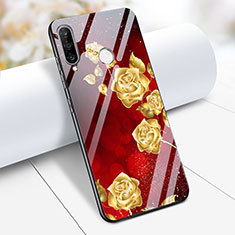 Coque Contour Silicone et Vitre Fleurs Miroir pour Huawei P30 Lite New Edition Rouge