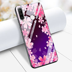 Coque Contour Silicone et Vitre Fleurs Miroir S01 pour Huawei P30 Lite New Edition Violet