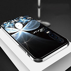 Coque Contour Silicone et Vitre Fleurs Miroir S01 pour Huawei P30 Noir