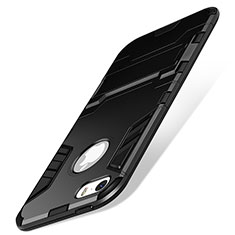 Coque Contour Silicone et Vitre Mat avec Support pour Apple iPhone 5 Noir