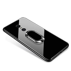Coque Contour Silicone et Vitre Miroir Housse Etui avec Support Bague Anneau pour Xiaomi Redmi Note 5 Indian Version Noir