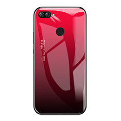 Coque Contour Silicone et Vitre Miroir Housse Etui Degrade Arc en Ciel pour Huawei Enjoy 7S Rouge