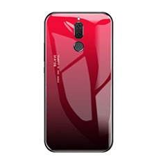 Coque Contour Silicone et Vitre Miroir Housse Etui Degrade Arc en Ciel pour Huawei Maimang 6 Rouge