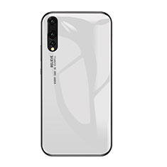 Coque Contour Silicone et Vitre Miroir Housse Etui Degrade Arc en Ciel pour Huawei P20 Pro Blanc
