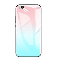 Coque Contour Silicone et Vitre Miroir Housse Etui Degrade Arc en Ciel pour Xiaomi Mi 5S Bleu