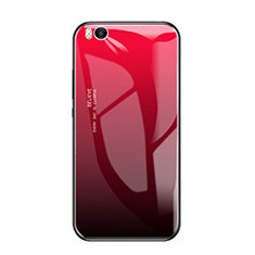 Coque Contour Silicone et Vitre Miroir Housse Etui Degrade Arc en Ciel pour Xiaomi Mi 5S Rouge